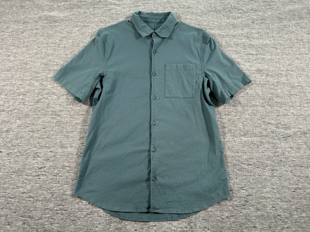 Lululemon Shirt Mens Small Green Short Sleeve Button-Up Preppy Classic
